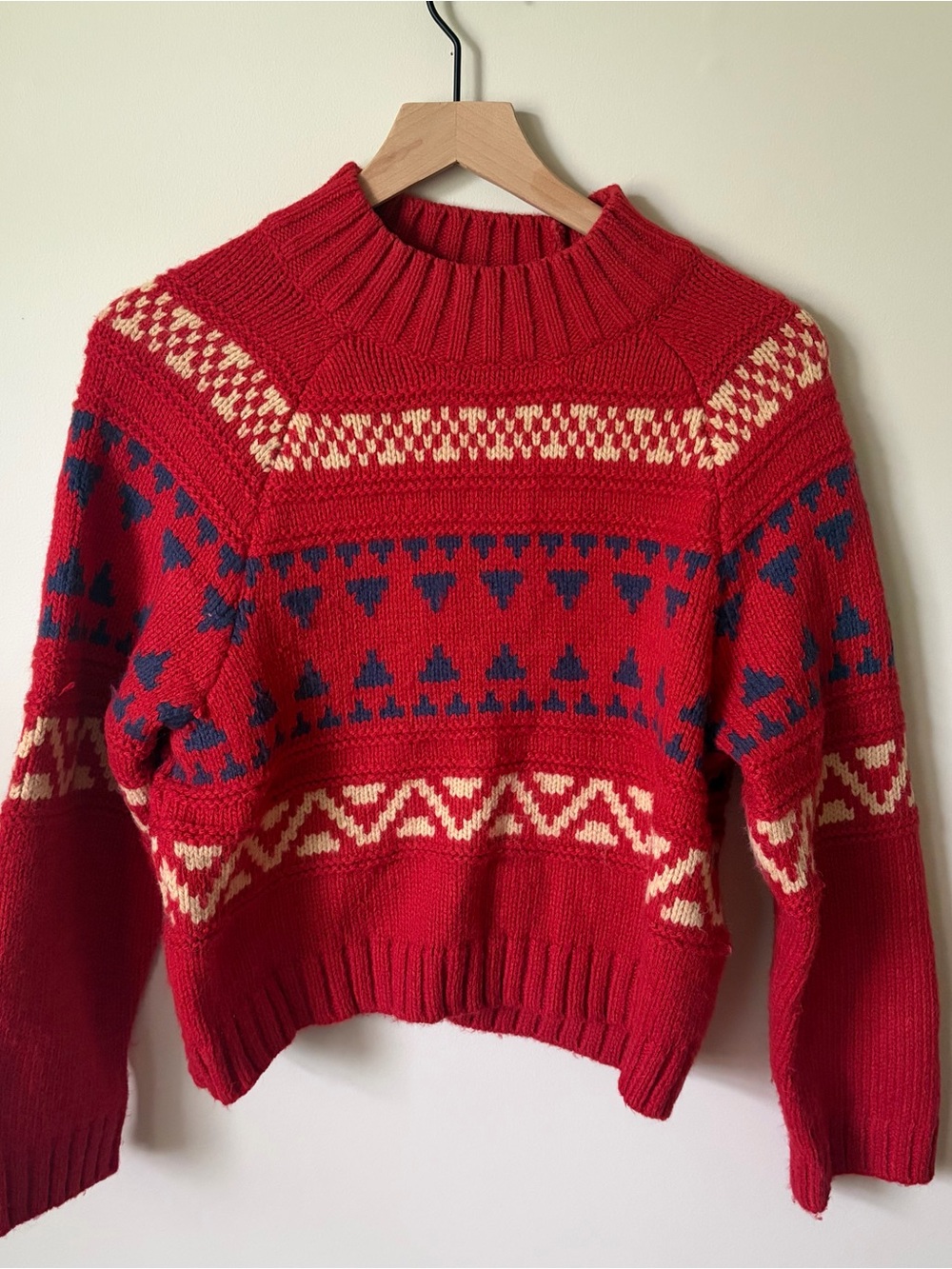 Universal Thread Red Patterned Cowl-Neck Sweater